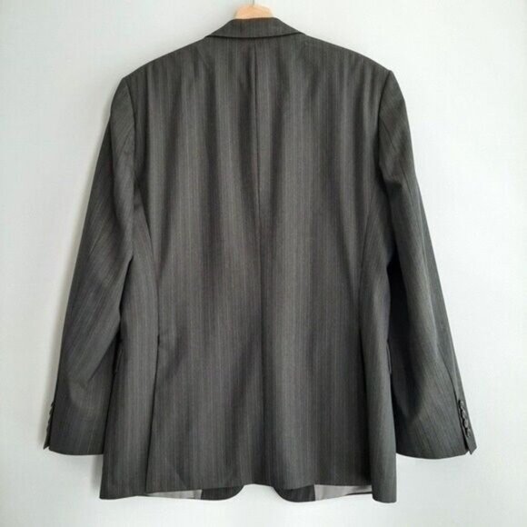 BOSS Hugo Boss Pasolini Movie 100% Virgin Wool Grey Pinstripe Blazer Sz 40 R - Picture 7 of 13